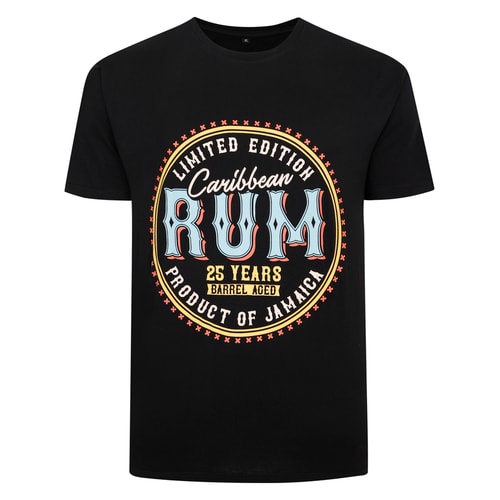 Bigdude Carribean Rum Print T-Shirt Black Tall